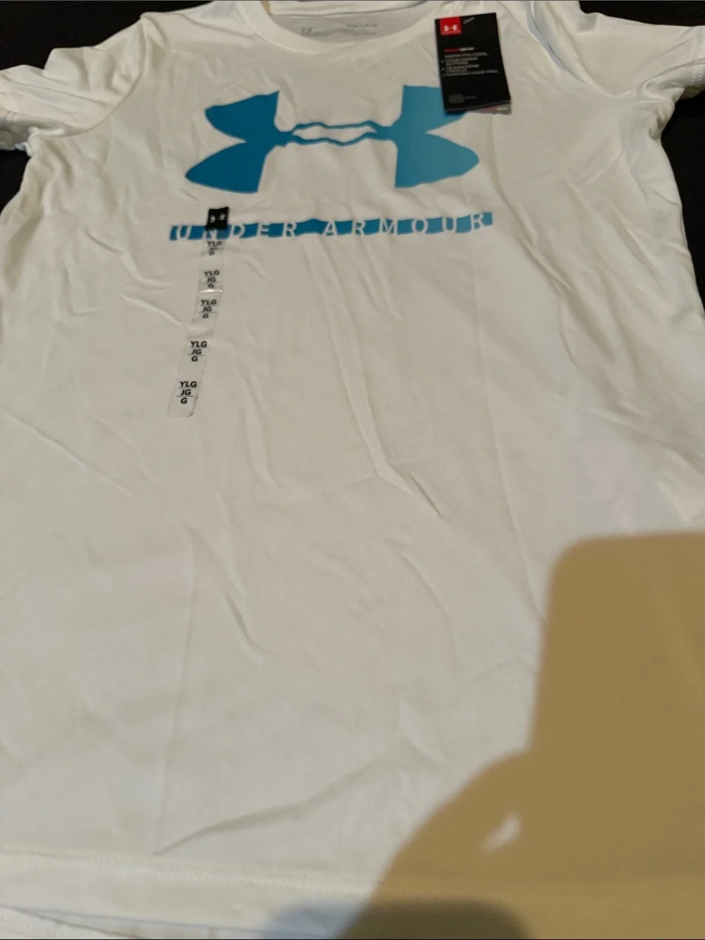 Under Armour White Short-Sleeve Performance Tee with Teal Logo